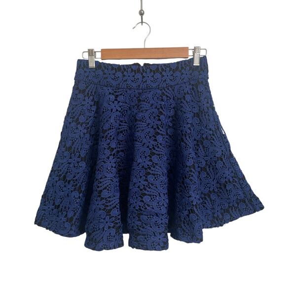 Line & Dot  Womens Cobalt Blue Black  Eyelet Full Circle Skirt Size Small - Picture 6 of 8